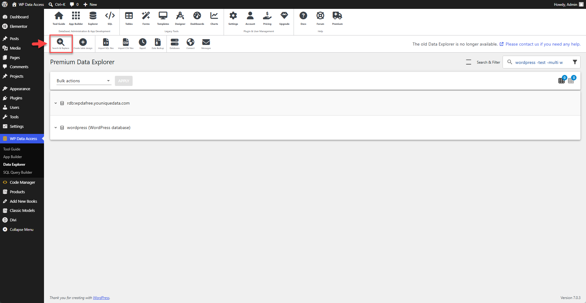 WP Data Access - Data Explorer - Search & Replace